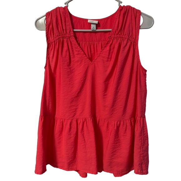 a new day Tops - A New Day Peplum Top Womens XS Coral Red V-Neck Sleeveless